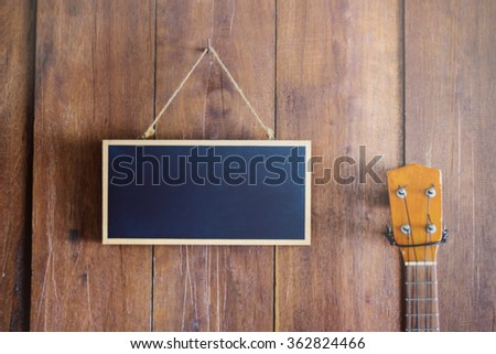 Blackboard menuwith guitar blur 
