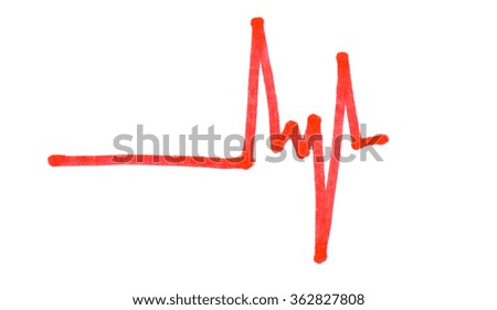 Graph painted red on a white background.