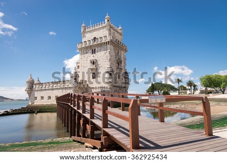 Belem Tower located on the Tagus River, Lisbon, Portugal Royalty-Free Stock Photo #362925434