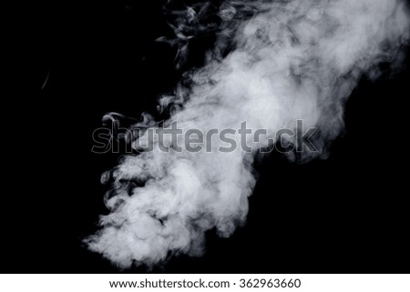 White steam on black background