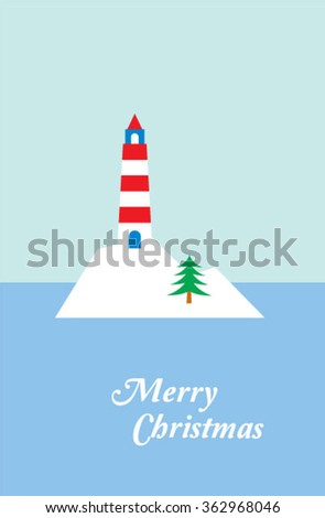 lighthouse merry christmas greeting card