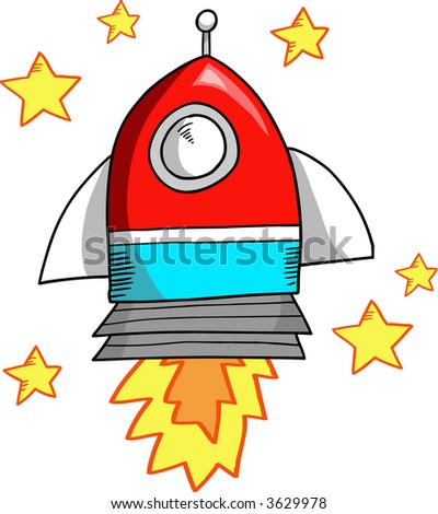 Rocket and Stars Vector Illustration