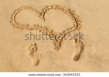 word 'love' on the sand