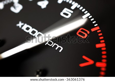 Rev counter of a car .Tachemeter close up. 
 Royalty-Free Stock Photo #363061376
