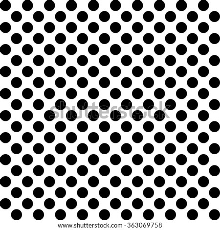 Seamless black and white vector decorative background with polka dots