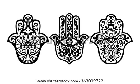 Hamsa hand, Hand of Fatima - amulet, symbol of protection from devil eye Royalty-Free Stock Photo #363099722