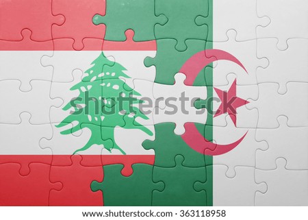 puzzle with the national flag of algeria and  lebanon. concept