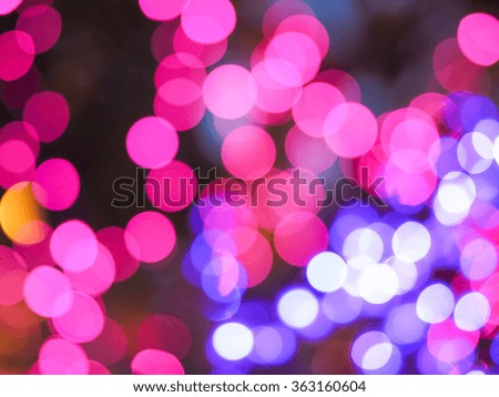 blurred lights or bokeh lights from disfocused the camera lens