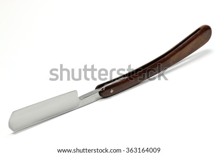 straight razor isolated on white background Royalty-Free Stock Photo #363164009