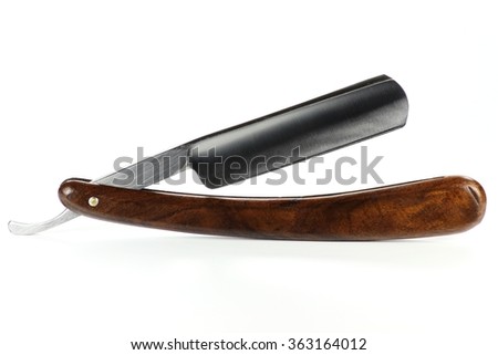straight razor isolated on white background Royalty-Free Stock Photo #363164012