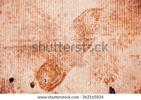 old vintage paper texture with printed rusty shoe print sign