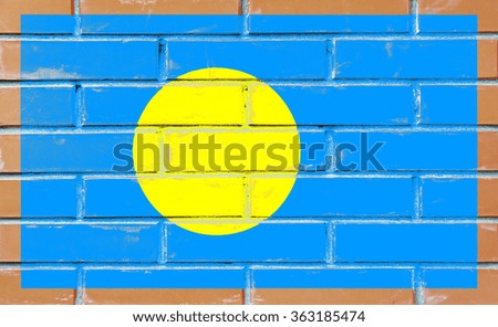 Palau flag painted on old brick wall texture background