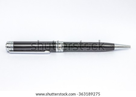 stainless steel Black Pen on white.