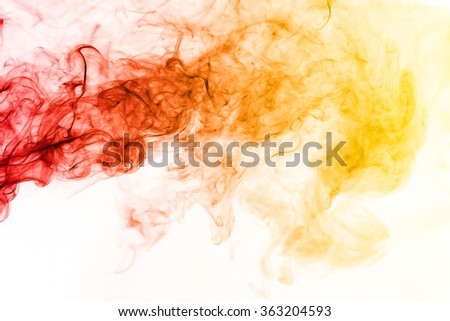 Red yellow smoke pattern on white background