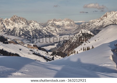 winter landscape of Saalbach, Austria