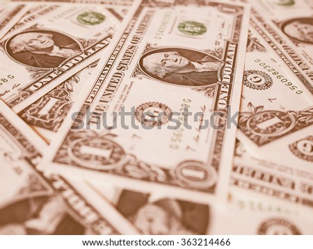  Dollar banknotes 1 Dollar currency of the United States useful as a background vintage
