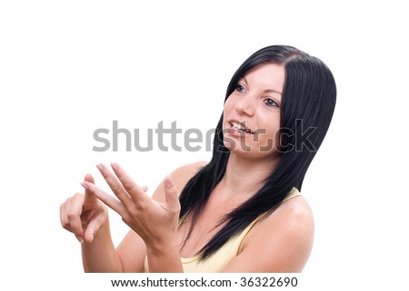 young women counting on fingers