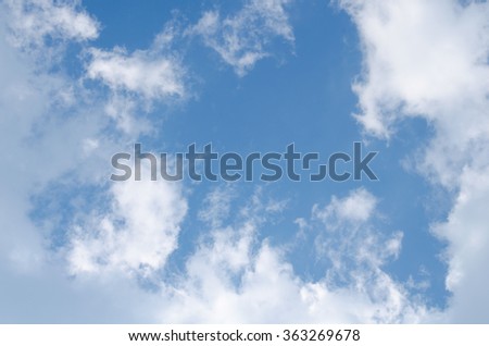 blue sky have cloud in winter season ,thai land ,have feeling happy , and sihouette style
