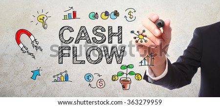 Businessman drawing Cash Flow concept with a marker