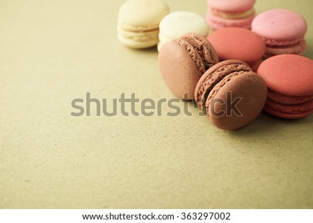 macaroons on craft paper background