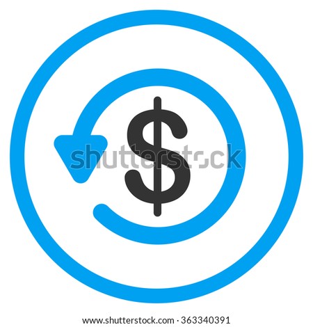 Chargeback glyph icon. Style is bicolor flat circled symbol, blue and gray colors, rounded angles, white background. Royalty-Free Stock Photo #363340391