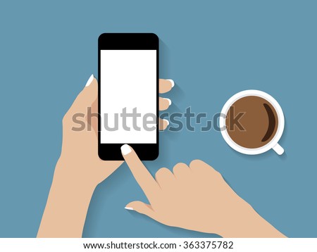 hand holding and touch phone vector design