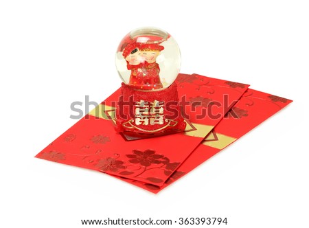 The gift in Chinese new year or Chinese Wedding day on White Isolated Background