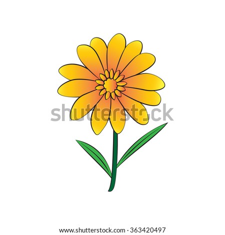 Vector cartoon flower on white background.