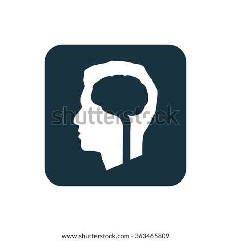 brain head icon, on white background