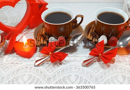 Coffee for two and sweet hearts - Happy Valentine's Day