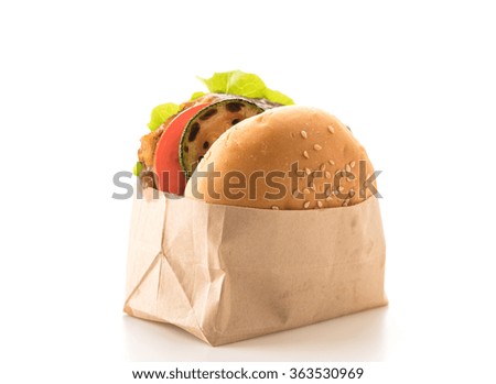 grill chicken burger on white background
