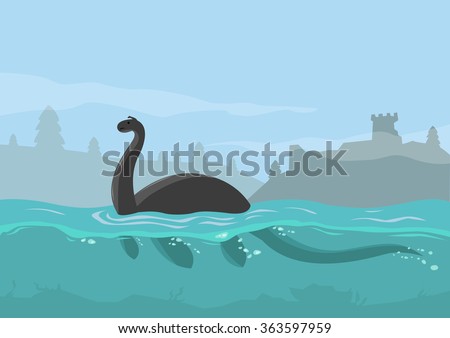Loch Ness Monster Concept. Editable Clip Art. Royalty-Free Stock Photo #363597959