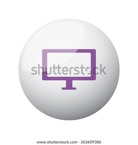 Flat purple Computer Screen icon on 3d sphere