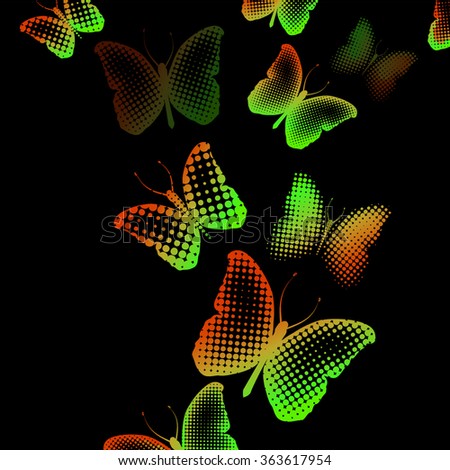 Butterfly of dot. Color background. Vector