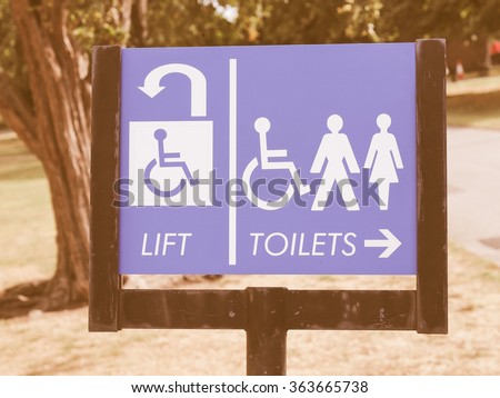  Disabled lift and toilets sign vintage