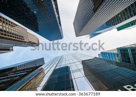 Tall skyscrapers shot with perspective Royalty-Free Stock Photo #363677189