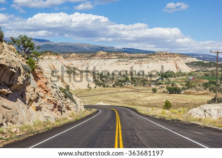 Scenic byway 12 near Boulder in Utah, USA Royalty-Free Stock Photo #363681197