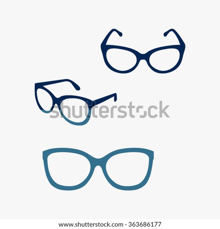 Blue glasses vector set. Retro, aviator frames