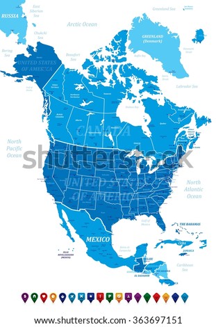 North America Map Royalty-Free Stock Photo #363697151