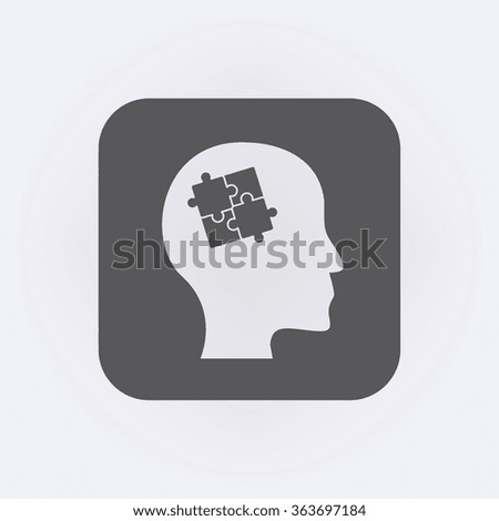 Head with puzzle icon . Vector illustration