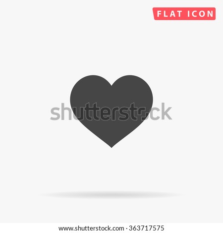 Heart Icon Vector.  Perfect Love symbol. Valentine's Day sign, emblem isolated on white background with shadow, Flat style for graphic and web design, logo. EPS10 black pictogram. Royalty-Free Stock Photo #363717575