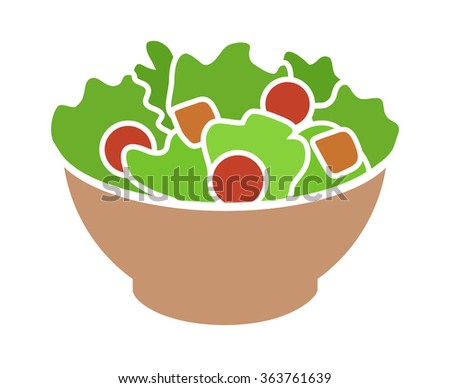 Garden salad with lettuce, tomatoes & bread crumbs flat vector color icon for apps and websites