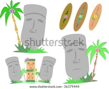 Easter Island Moai Statues Vector