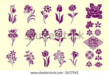 Victorian style floral ornament elements