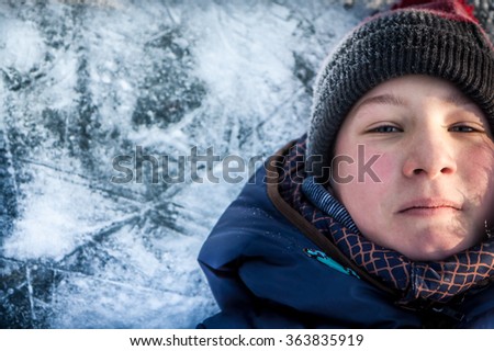 Child portrait on winter background