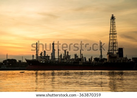 Oil refinery or petrochemical industry at before sunrise in thailand. 