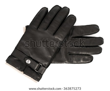 Pair of men's black leather gloves isolated