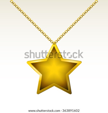 Golden star with chain. Vector illustration for your graphic design.