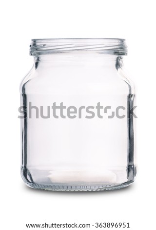 Empty glass jar isolated on a white background Royalty-Free Stock Photo #363896951