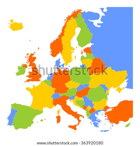 Colorful blank map of Europe. Vector illustration.